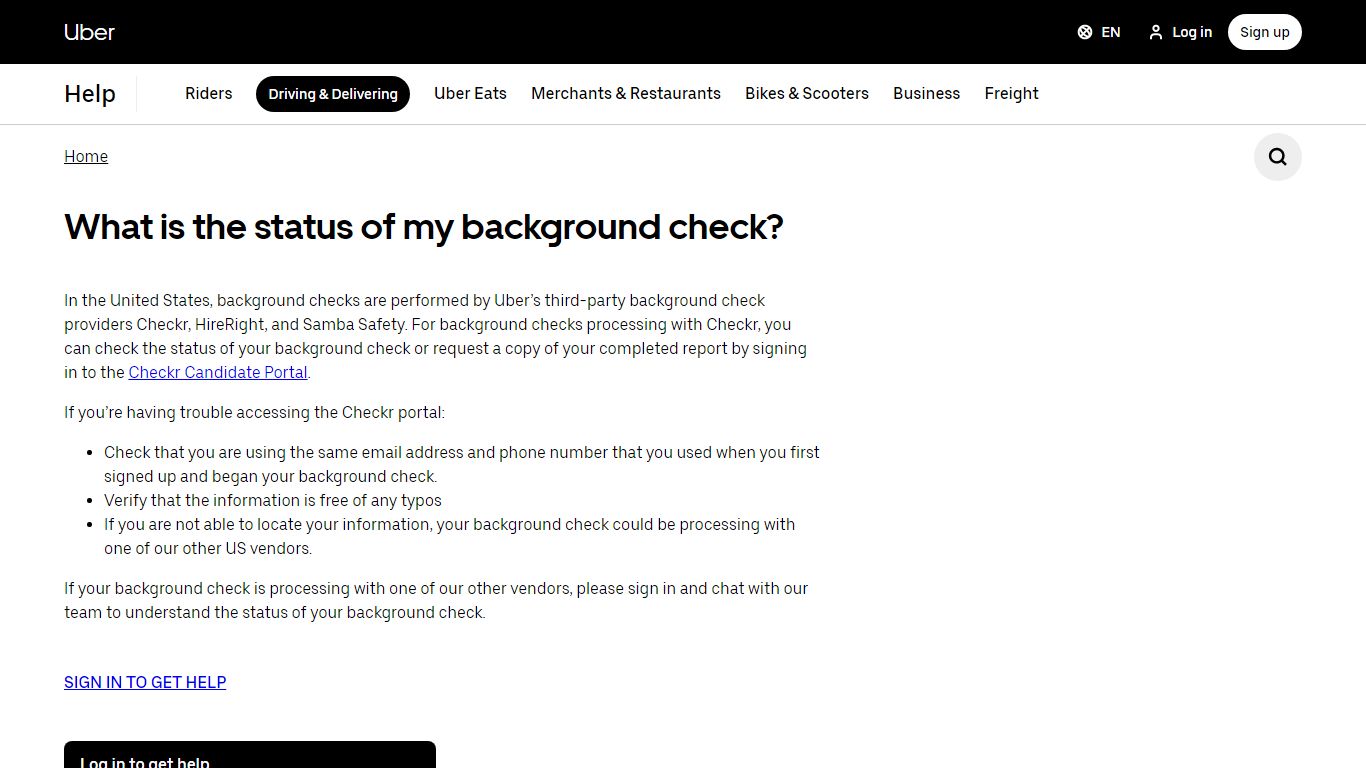 What is the status of my background check? - Uber Help